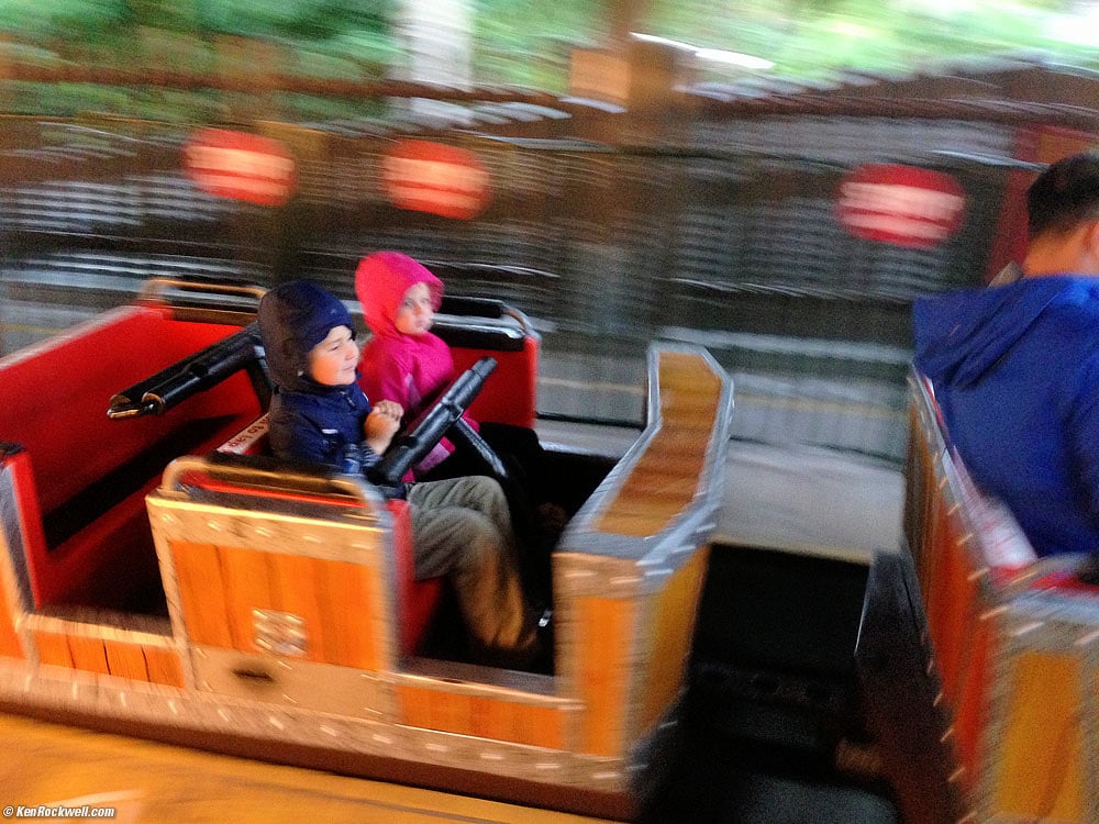 Ryan and Katie on the roller coaster — in the rain