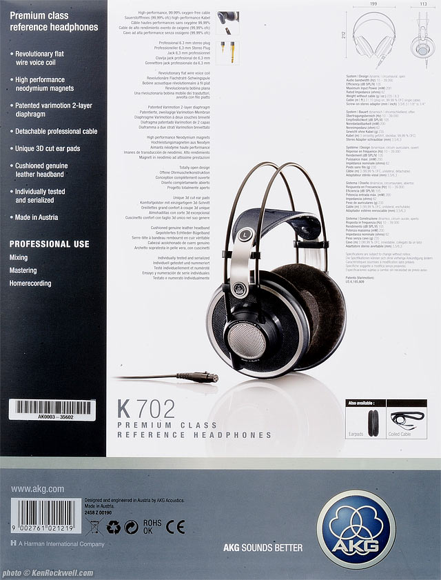 AKG K702 Back of Box