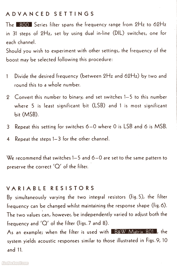 B&W Matrix 800 Series Variable Alignment Filter Instructions, Page 5