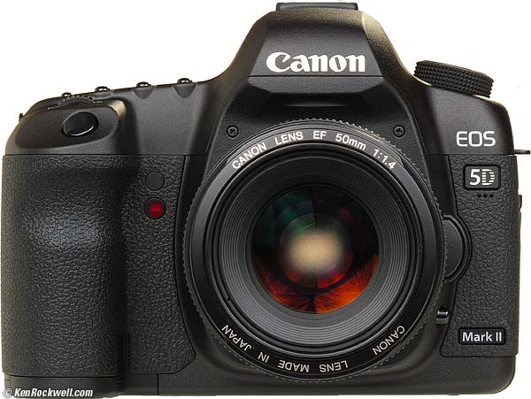 Canon EOS 5D Mark II and 50mm f/1.4 (32 oz./907g with battery and card, 