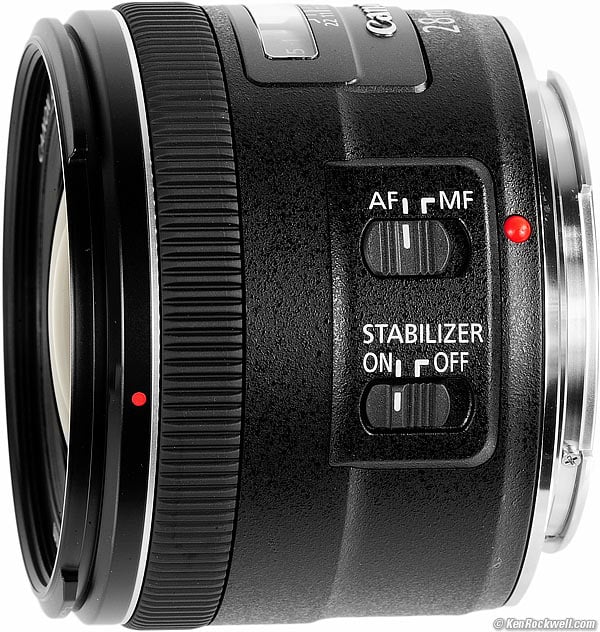 Canon 28mm f/2.8 IS switches