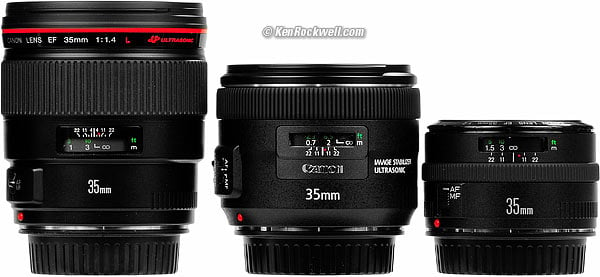 Canon 35mm lenses compared