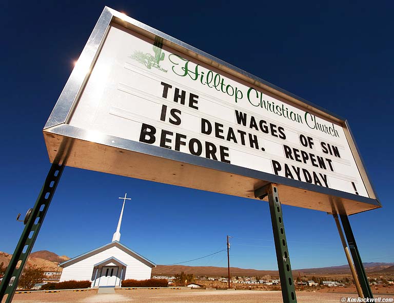 The Wages of Sin, Hilltop Christian Church, Beatty, Nevada.