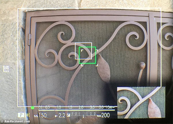 Fuji X100T focus aid optical finder view