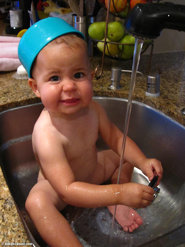 Katie in sink