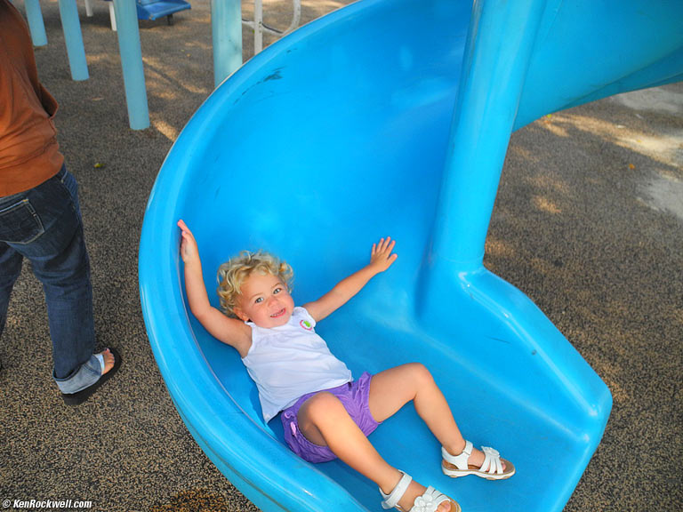 Katie on the slide.