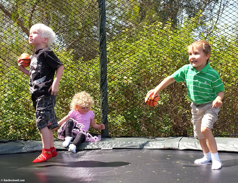 August, Katie and Ryan on the Trampoline