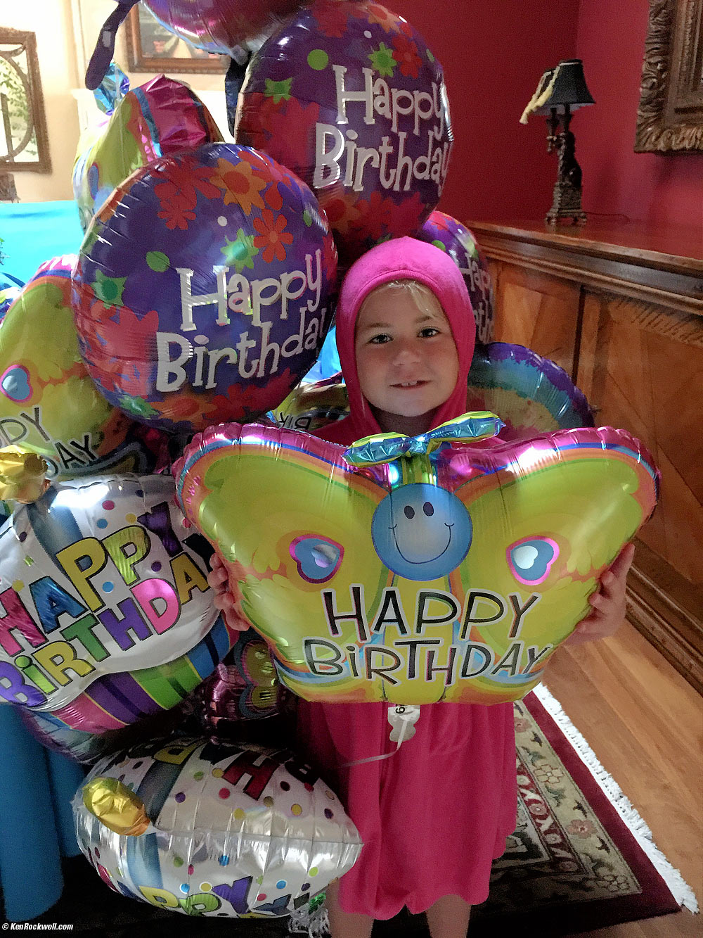 Katie and birthday balloons