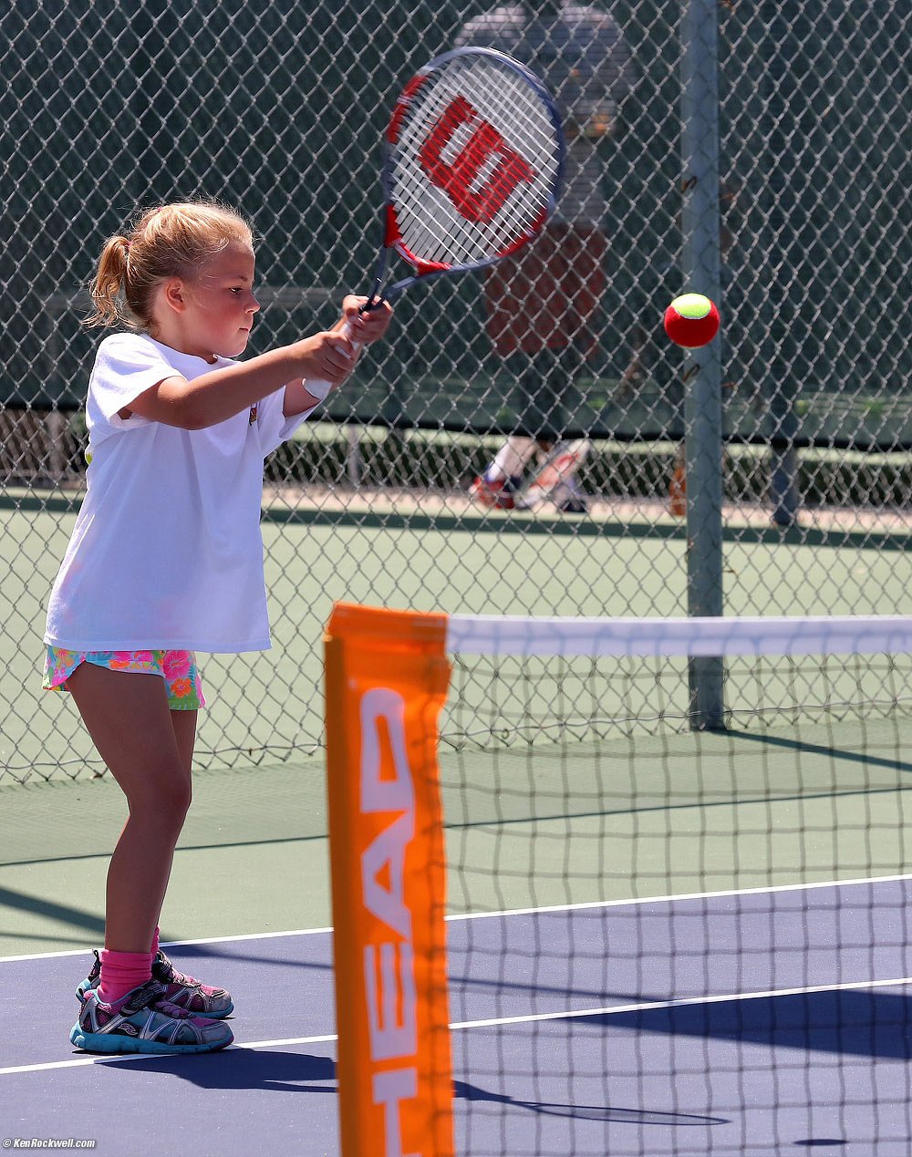 Katie learning backhand for the first time