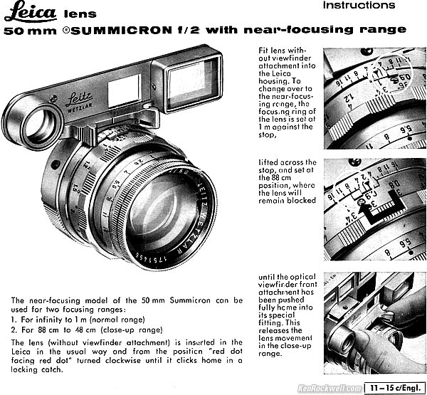 LEICA 50mm f/2 SUMMICRON with Near-Focusing Range
