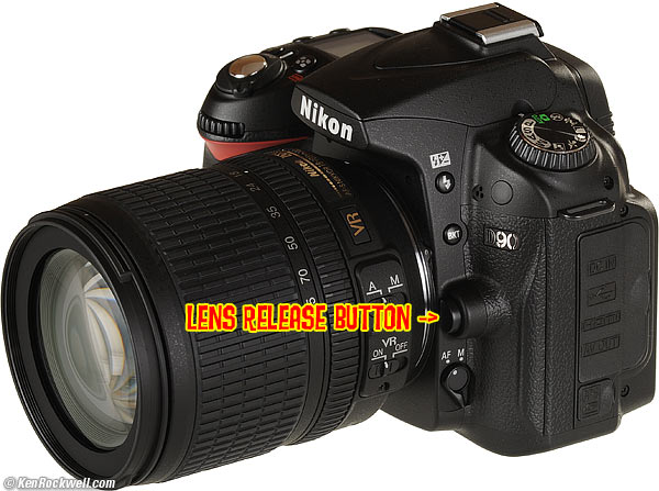 Nikon D90 lens release