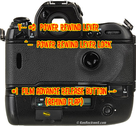 Nikon F5 Rewind Controls
