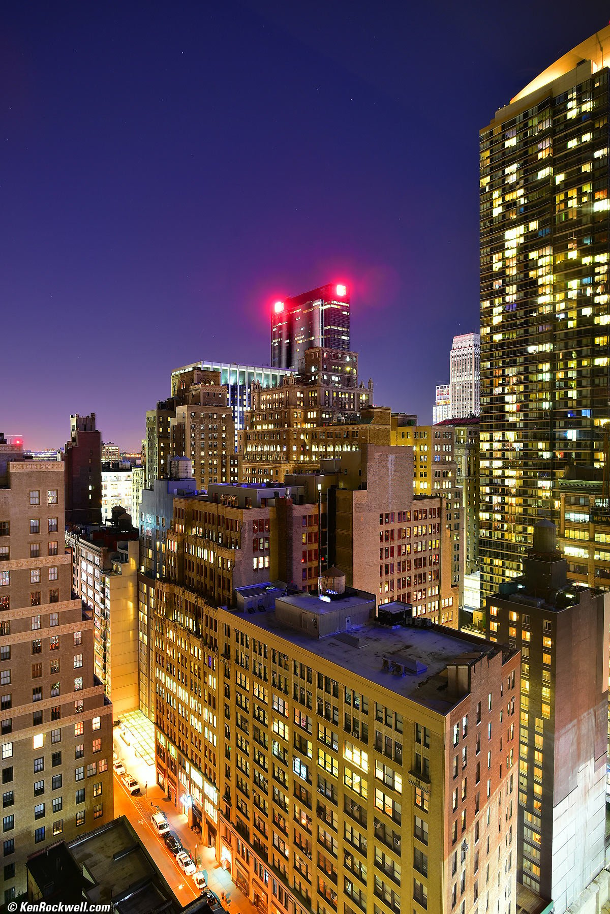 West 30th Street looking west at night, New York City