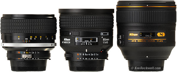 85/1.4 lenses