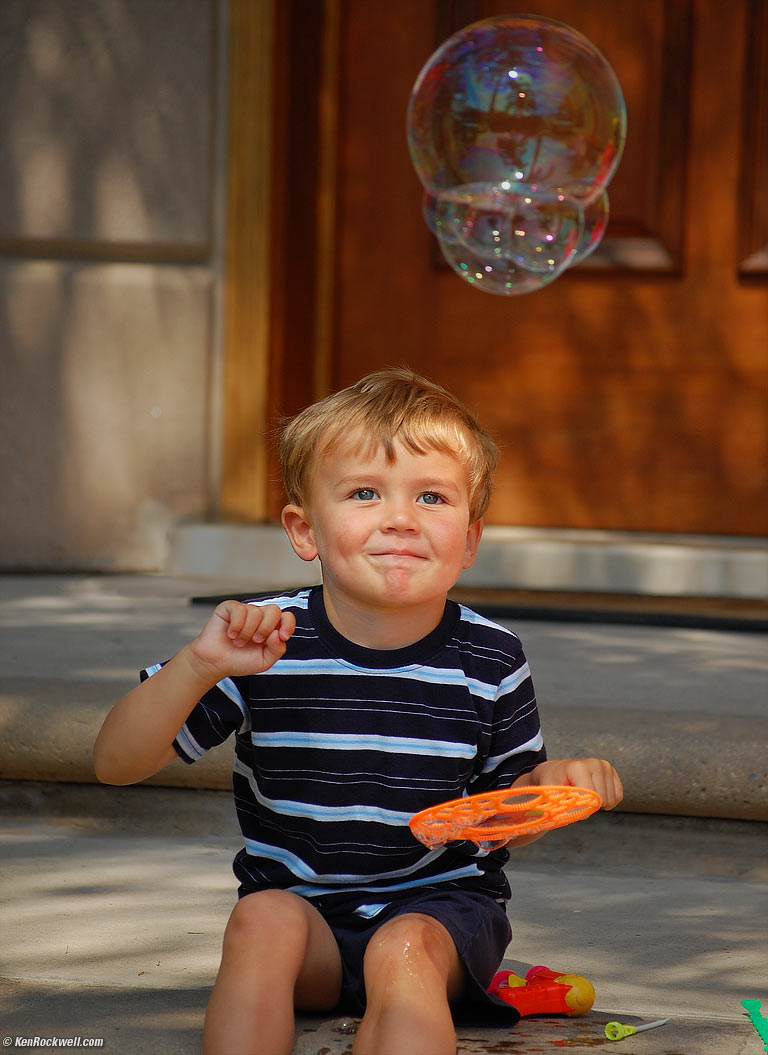 Ryan blowing bubbles