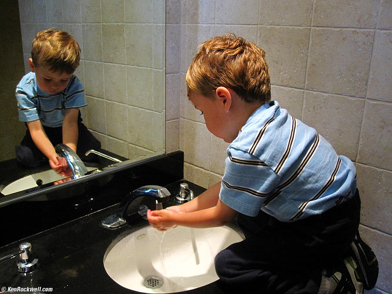 Ryan washes hands at benihana's