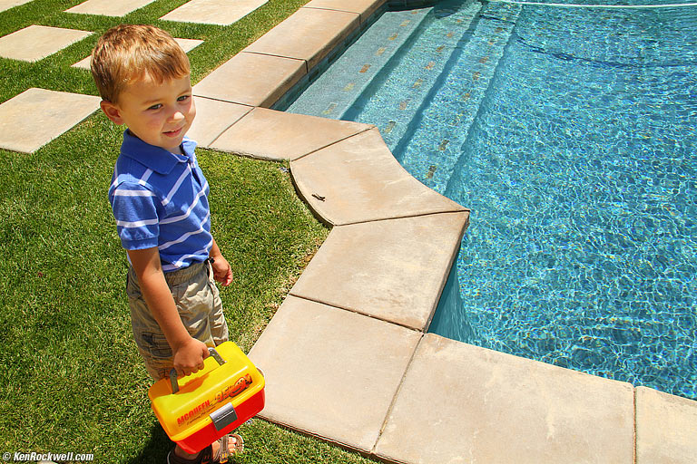 Ryan inspecting a pool.