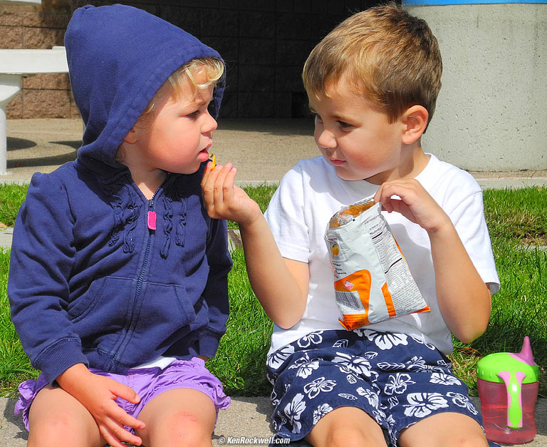 Snack time: Ryan feeds Katie!