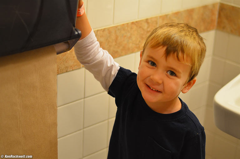 Ryan asks to go potty with dada at Mario's, immediately after returning from the same with mom. Ryan just wanted to play. 