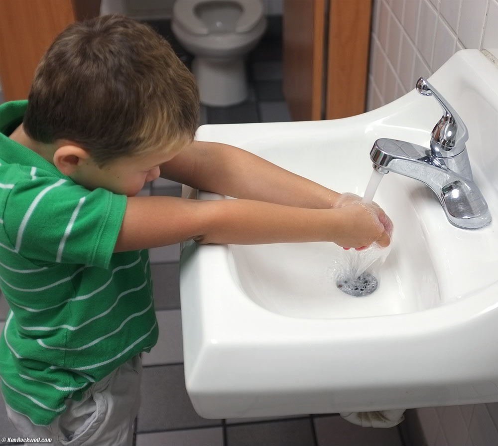 Washing hands at Carl's Jr.