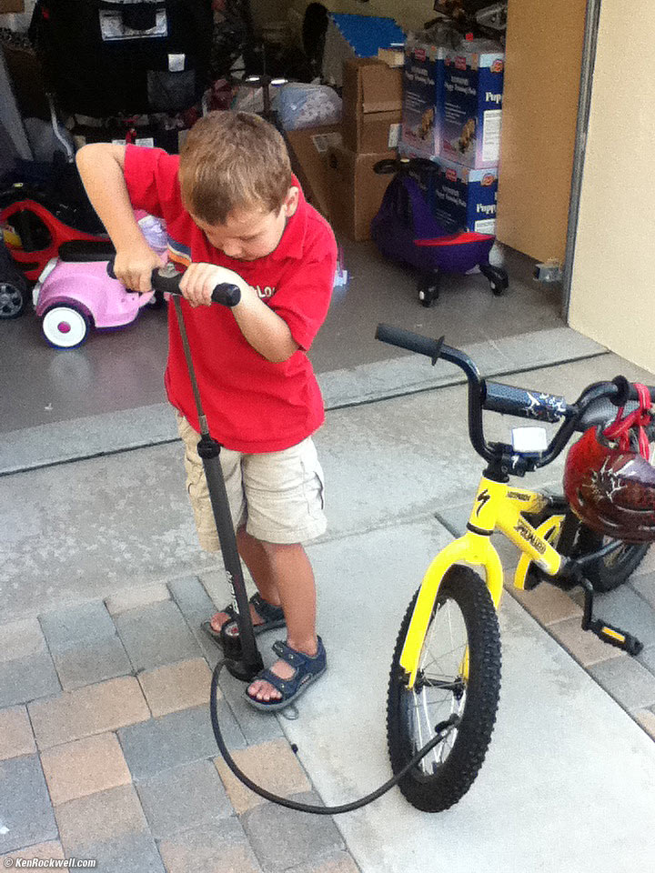 Ryan pumping bike tires