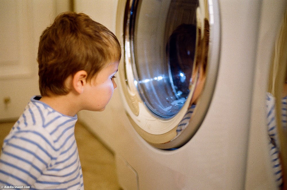 Ryan staring at the dryer.