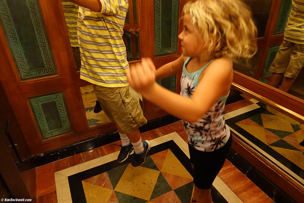 Kids jumping in an elevator