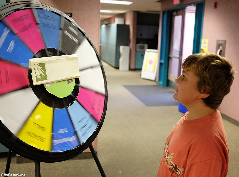 Ryan spins the prize wheel.