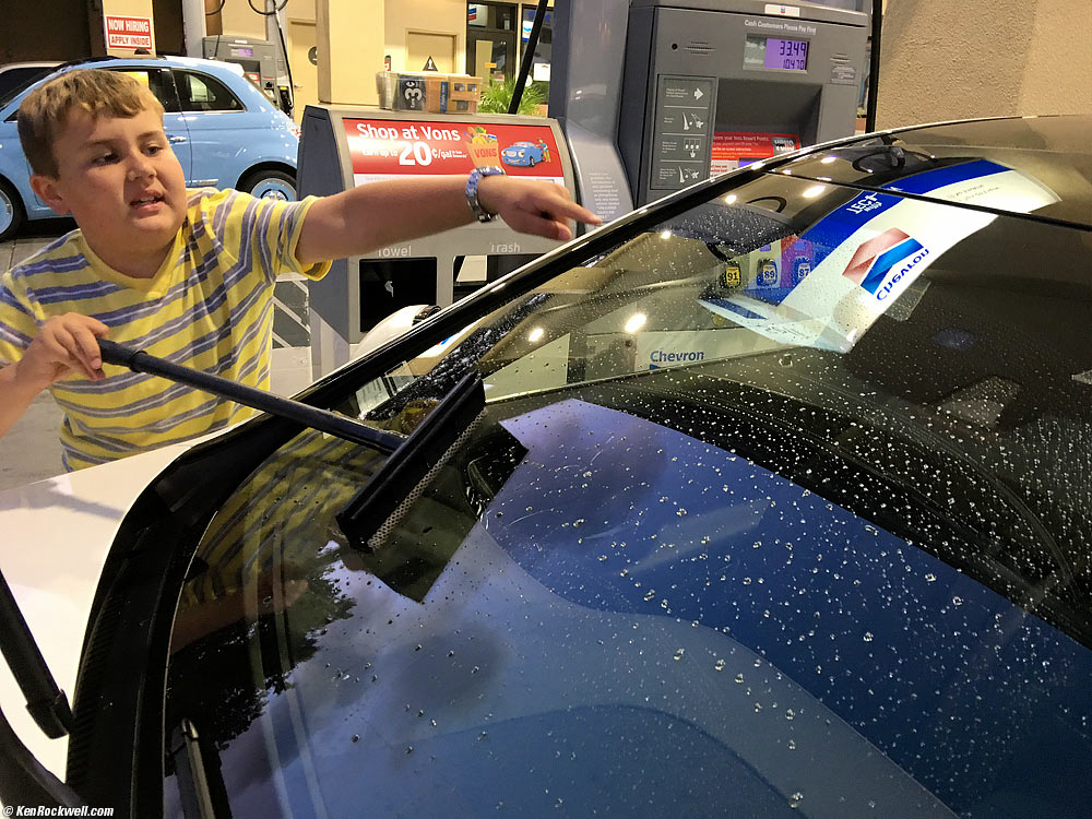 Ryan washes the S550 windshield