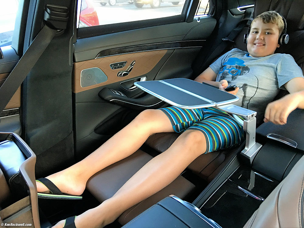 Ryan in the back of a 2014 Mercedes S550