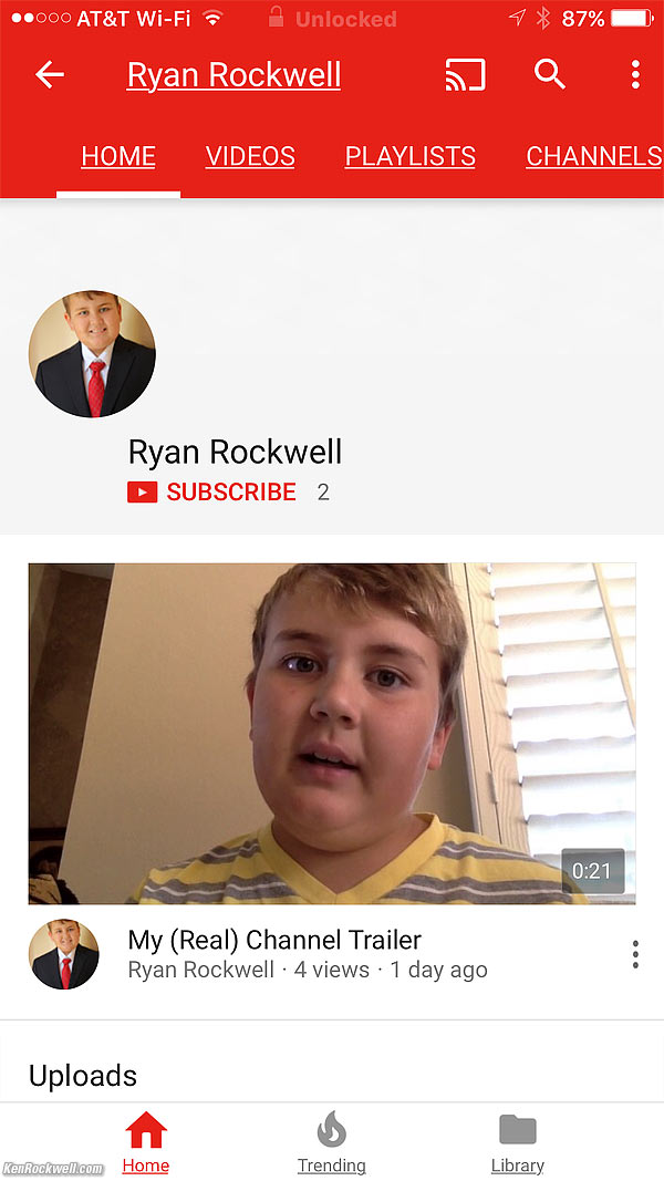 Ryan's YouTube channel