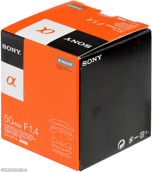Box, Sony 50mm f/1.4 