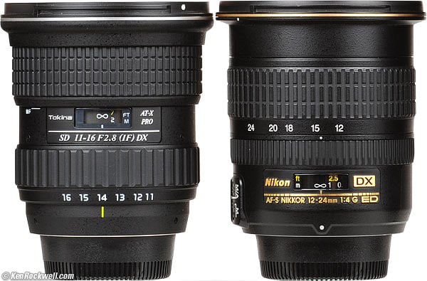 Tokina 1116mm f 28 and Nikon Nikkor 1224mm f 4