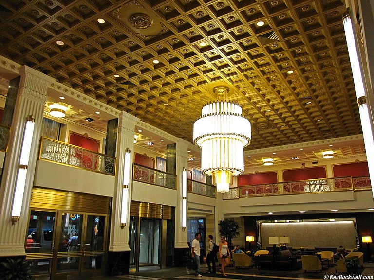 Lobby, New Yorker Hotel, New York, 8:08 PM.