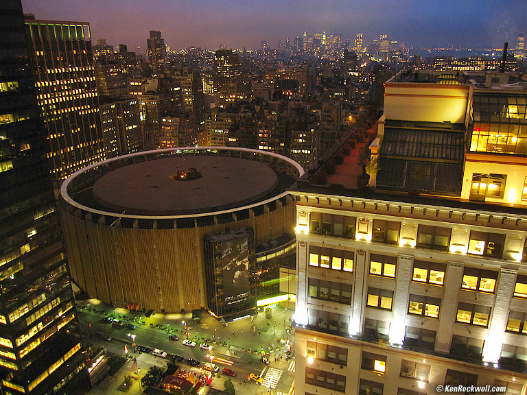 Madison Square Garden as seen from the New Yorker Hotel, 8:22 PM.