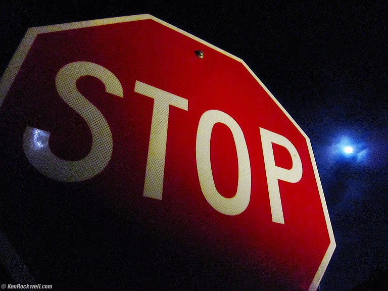 Vladimir's Stop Sign, Inverness, California, 9:08 PM.