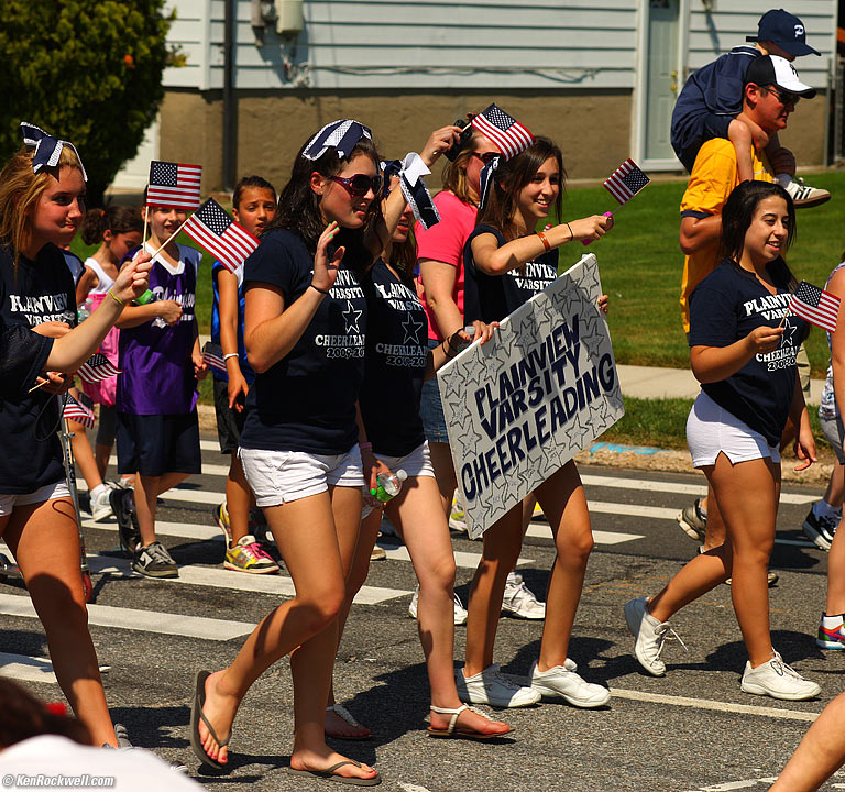 Plainview Varsity Cheerleaders, Memorial Day Parade, Plainview, Long Island, 10:34 AM.