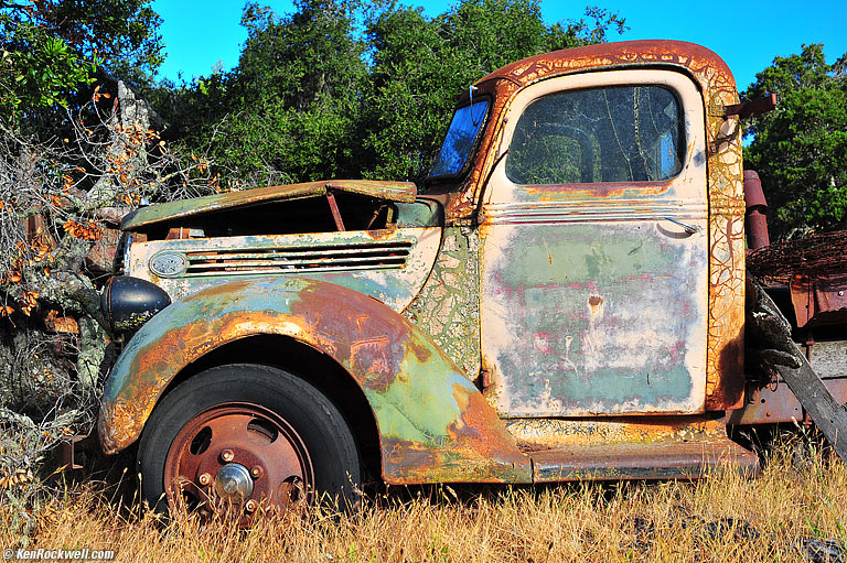 Junky Photo of a Junk Truck, San Simeon, California, 8:03 AM.