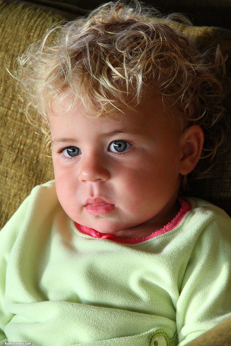 Katie's funny hair after her bath, 6:29 PM.