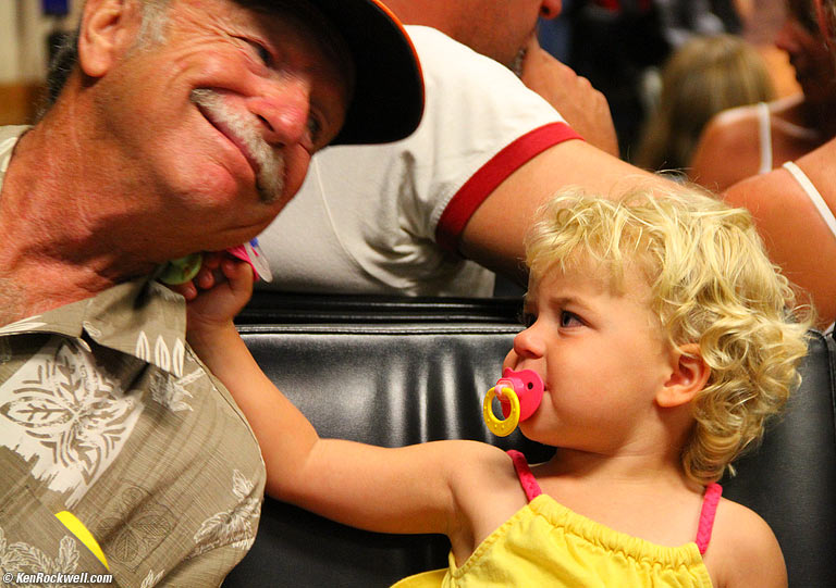 Katie tugs Pops' ear, 9:26 PM. 