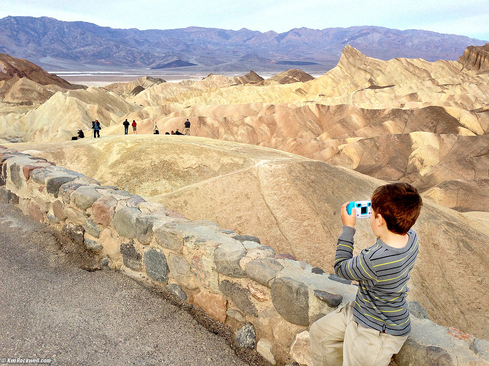 Ryan photographing at Zabriskie Point, Death Valley, California 7:24 AM