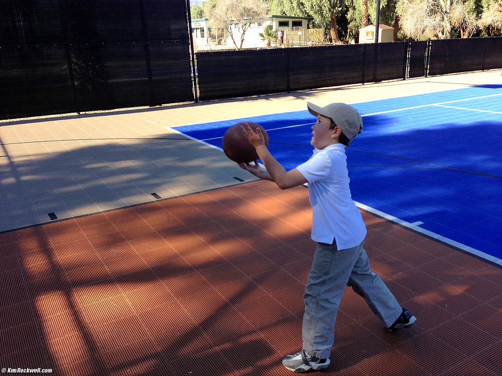 Ryan playing basketball, Furnace Creek Resort, Death Valley, California 12:32 PM