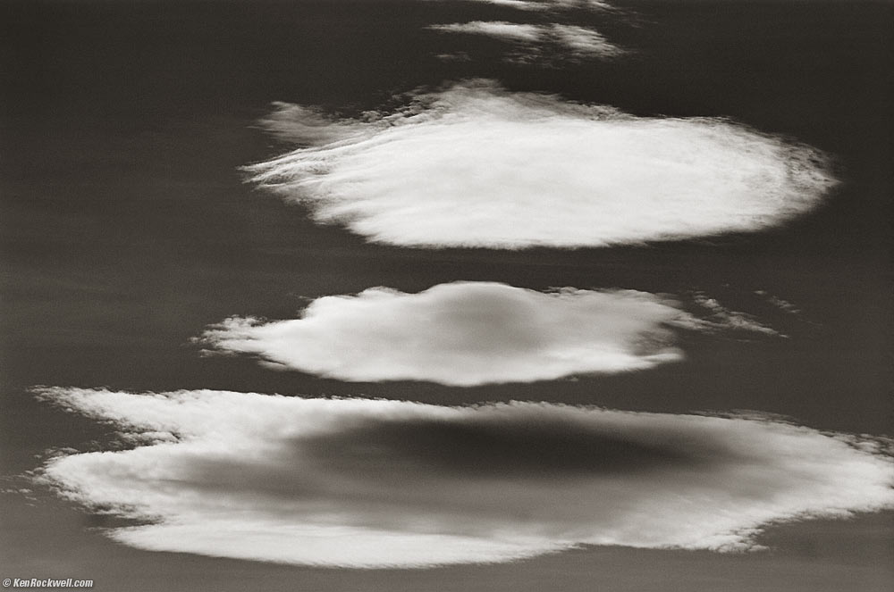 Three clouds in black and white