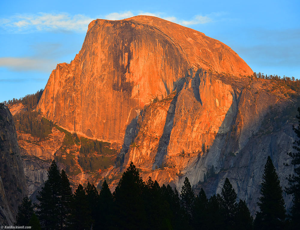 Last Light on Half Dome as Seen from Stoneman Meadow, Yosemite Valley