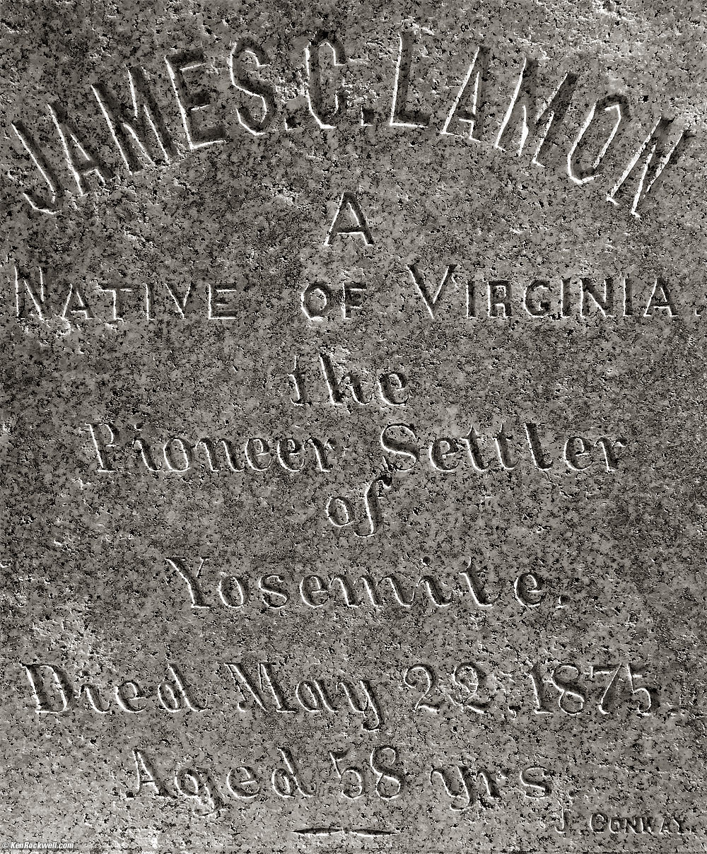 Headstone, James Lamon, Yosemite Valley Cemetery