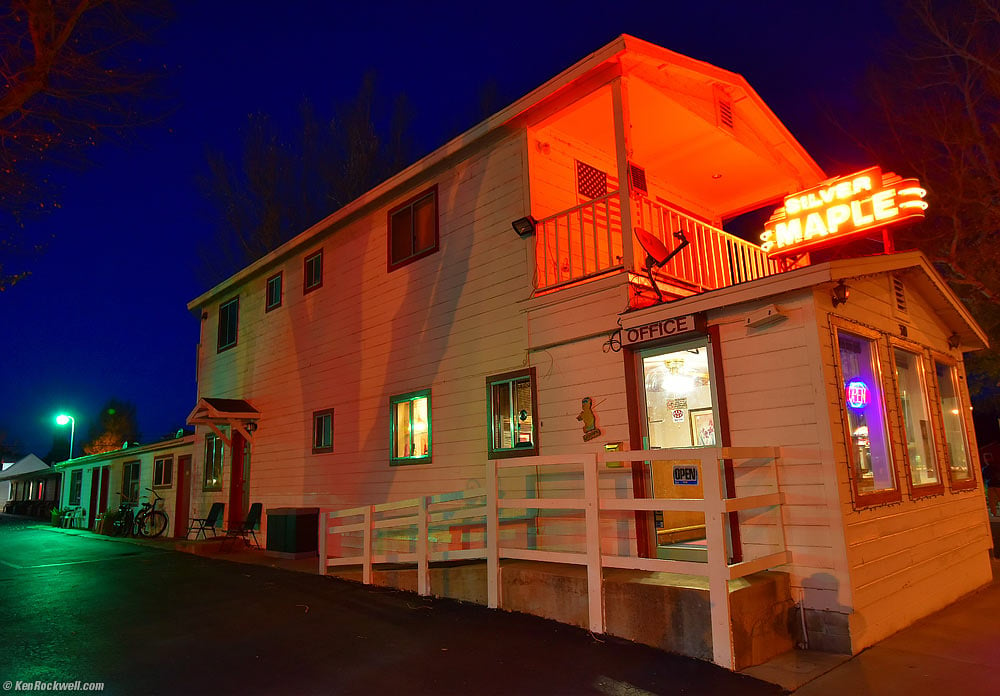 Silver Maple Motel at Night, Bridgeport, California