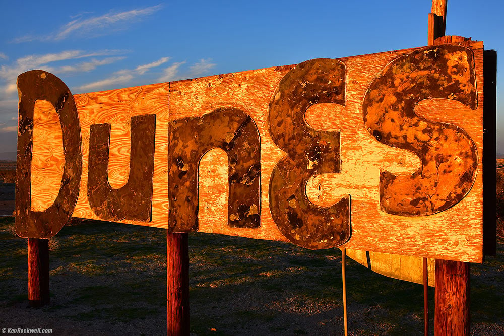 Last Light on Dunes Motel Sign, West Barstow