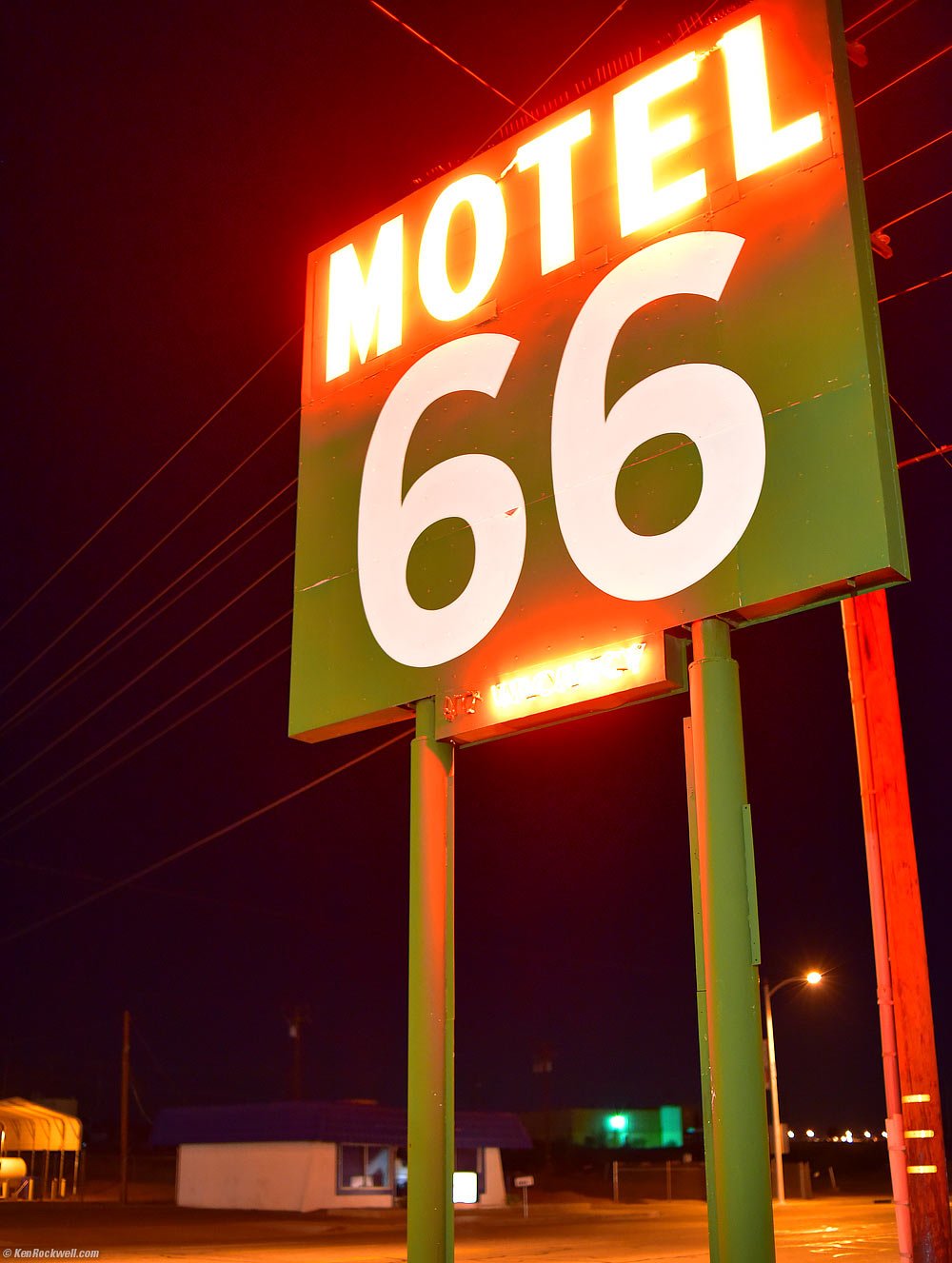 Motel 66 Sign at Night