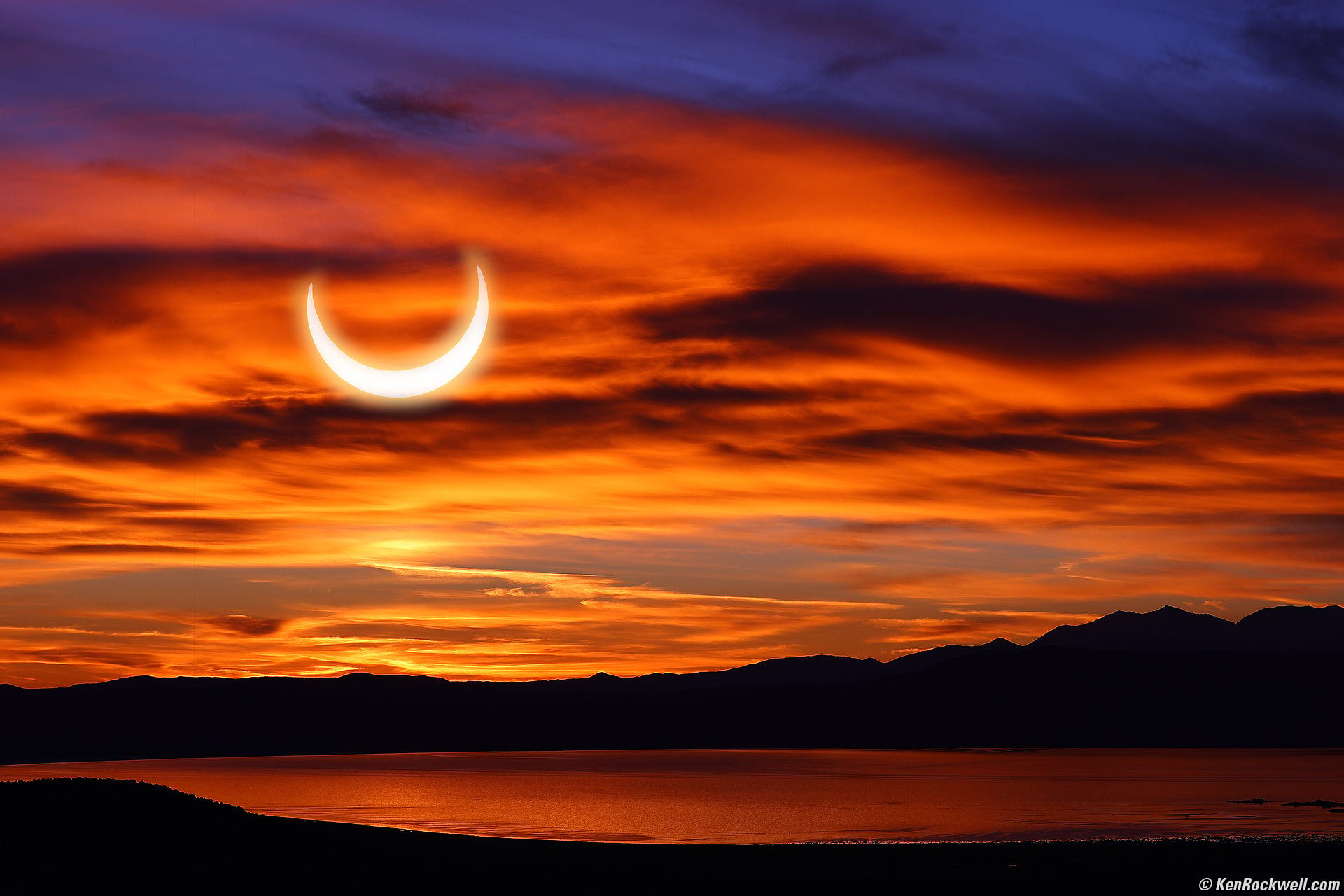 Devil's Dawn, Partial Solar Eclipse, Mono Lake, California (crescent frame number R62_0638.JPG