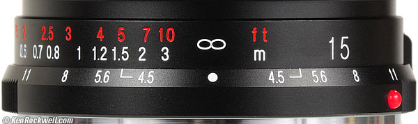 Depth of Field Scale, Voigtl&auml;nder 15/4.5 M II